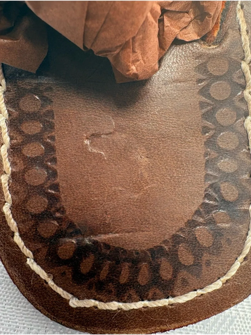 Adorable Bohemian Little Girls Brown Leather Beaded Toe-Post Sandals Boho Hippie